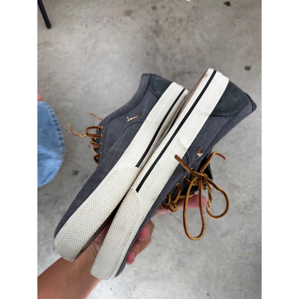 Polo Ralph Lauren Vaughn Gray Canvas Suede Low Top Sneakers Mens 8D - Picture 7 of 8